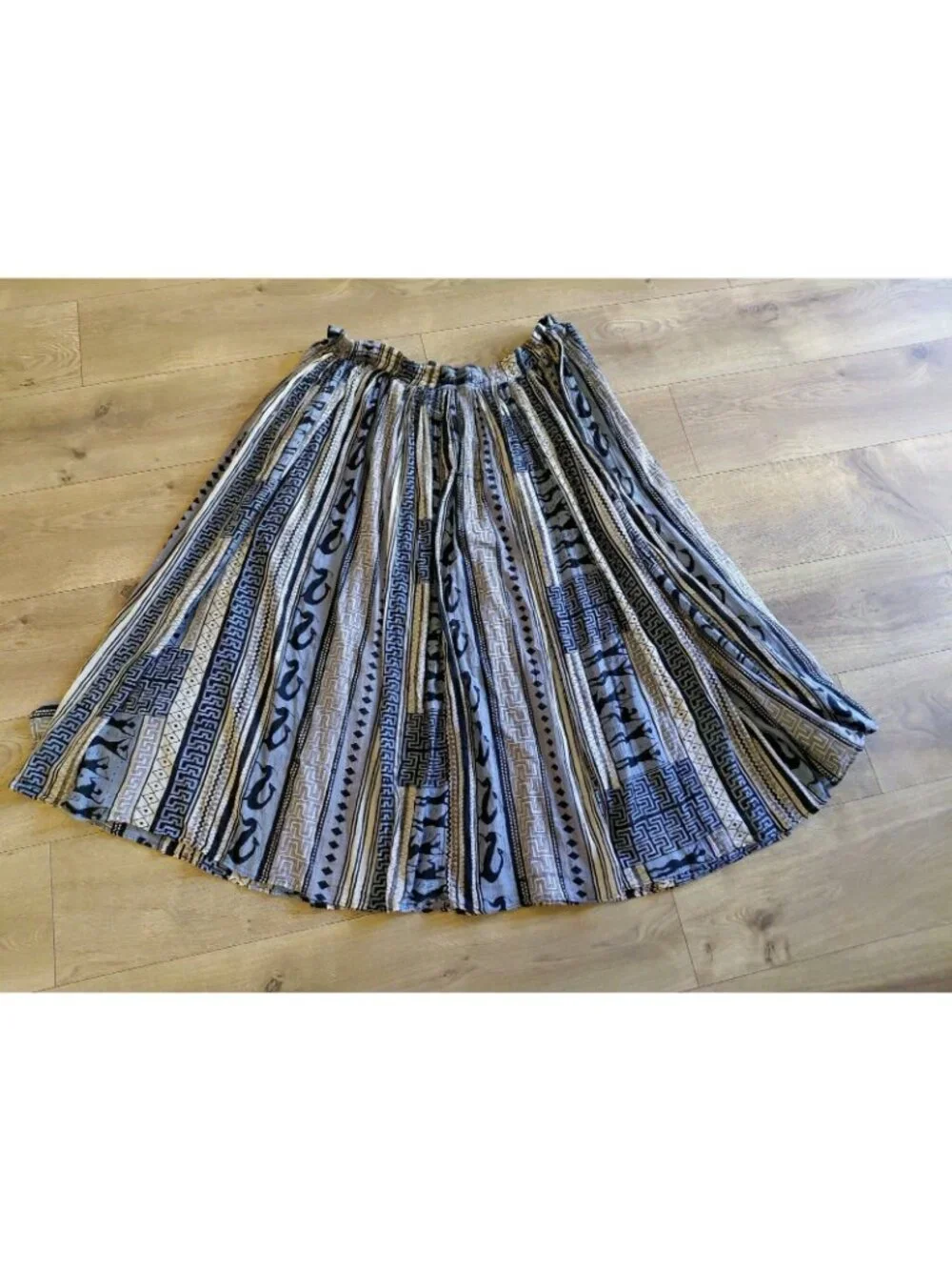 Le Mieux Cotton Maxi Crinkle Skirt Boho Hippie One Size Blue Black Beige